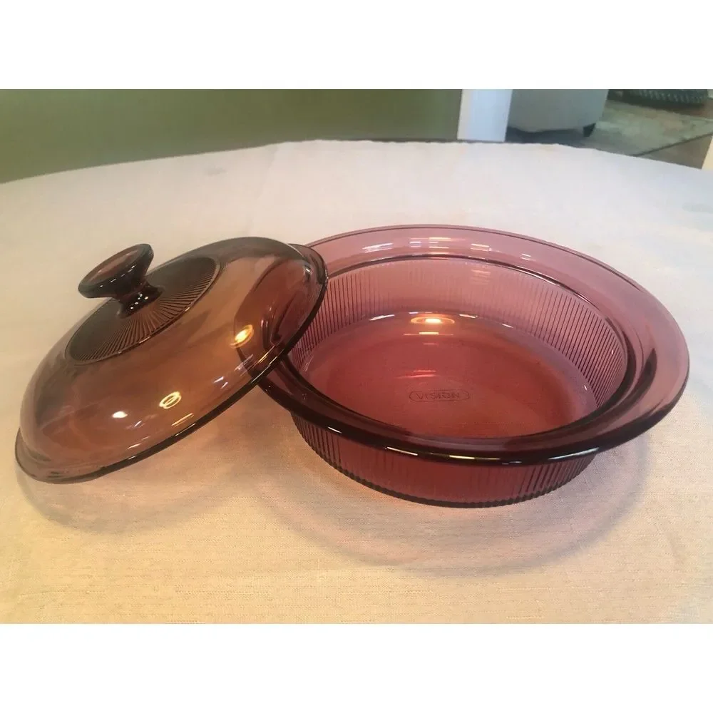 Corning Visions Cranberry 1.5 Qt ‎ And 1 QT Cookware With Matching Lids